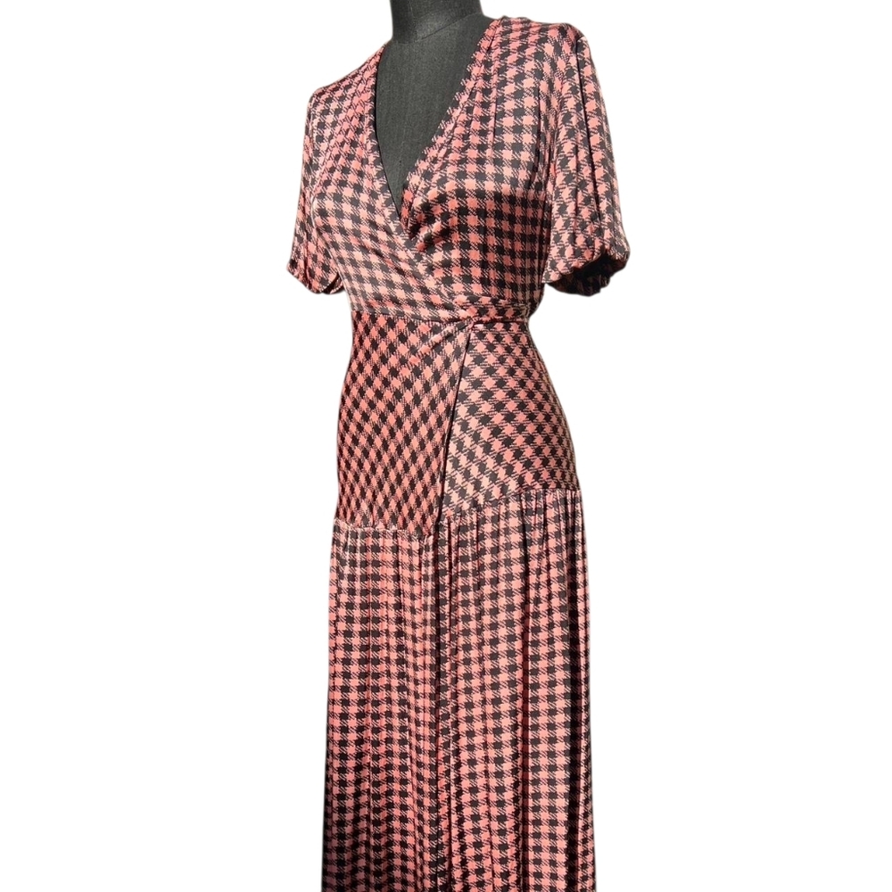 TOPSHOP Gingham Wrap Dress - Dixie Pink & Black - 4
